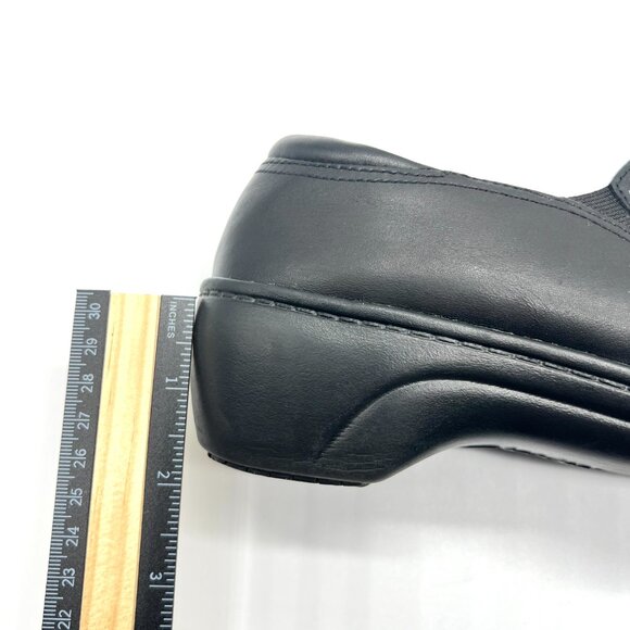 6.5W 6.5 WIDE WIDTH Clarks Black Leather Slip On Work Clogs Shoes - Picture 13 of 14